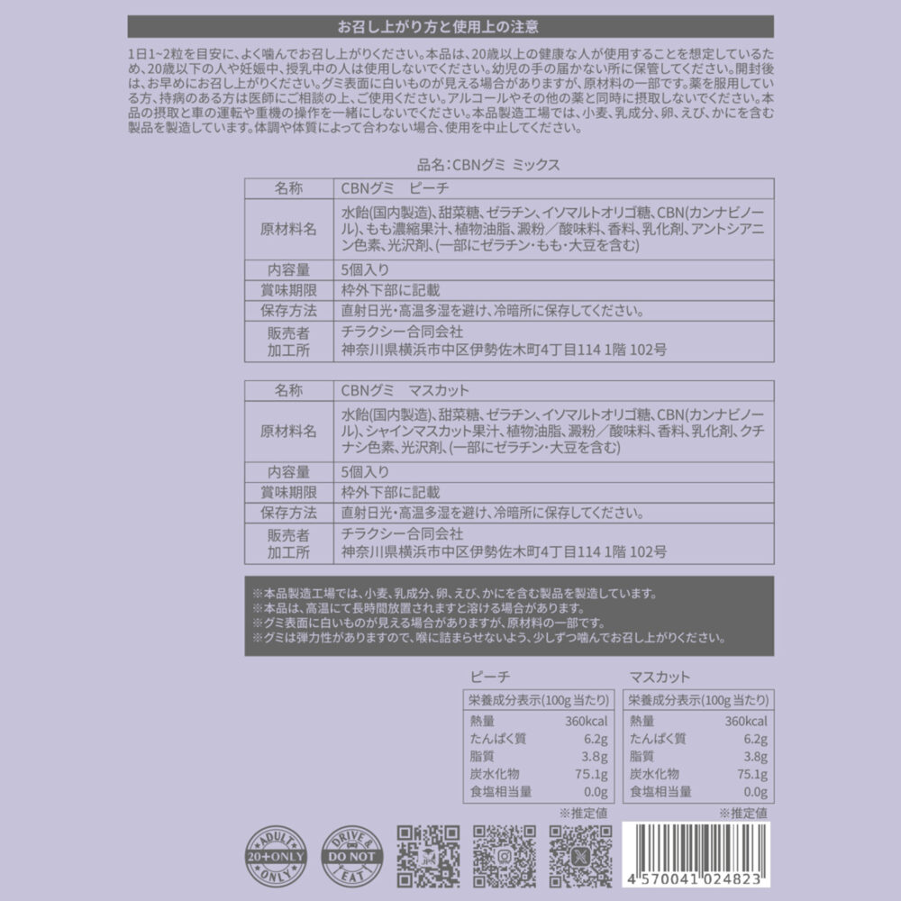 【新基準対応】CBNグミ　ピーチ味&マスカット味 - 画像 (7)