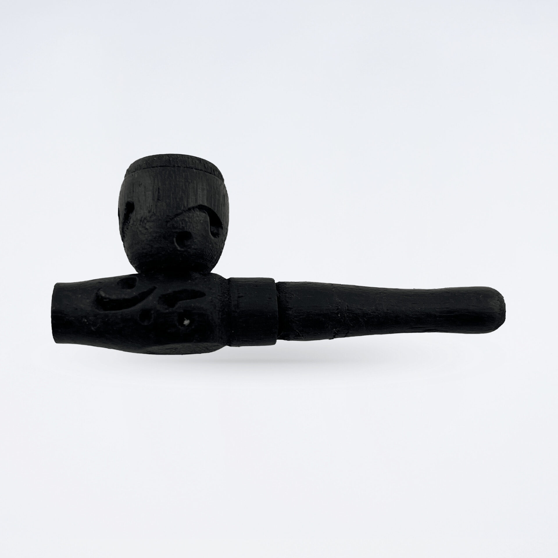 3インチカービングウッドパイプブラック